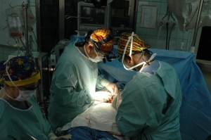 Dr. Fynn-Thompson and Dr. Isaac Okyere fixing the holes in David's heart