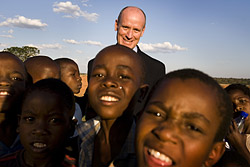 Dr. Kline and smiling children in Malawi