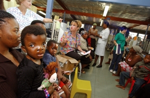 Kathy Majette in the pre-post op area of the hospital during the mission to South Africa