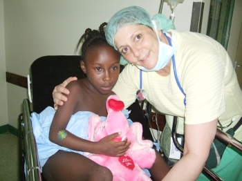 Dr. Stoller with a patient from the Budaburum refugee camp